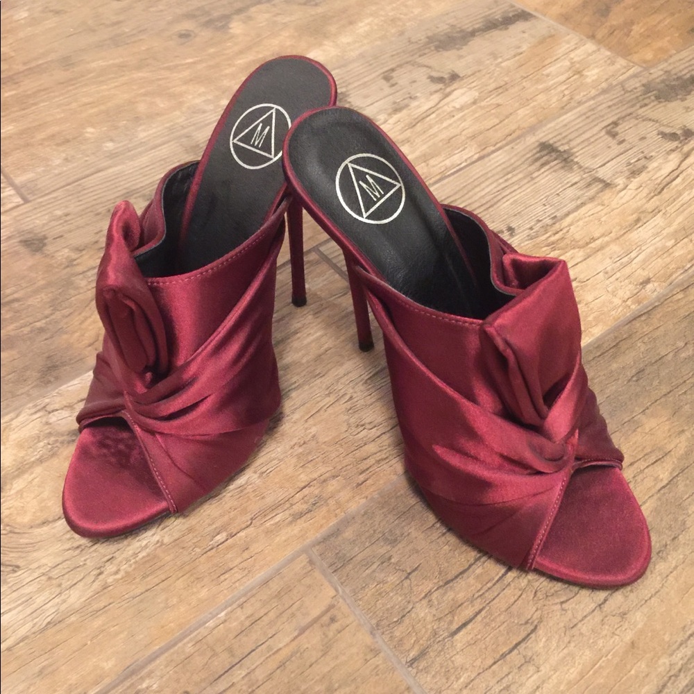 Missguided Red Wine Satin Mule